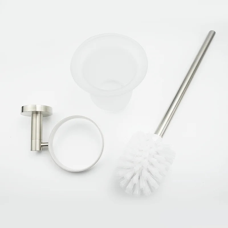 Brushed Nickel Wall Mount Stainless Steel Bathroom Hardware Set Towel Bar Towel Ring Paper Holder Robe Hook Bathroom Accessories