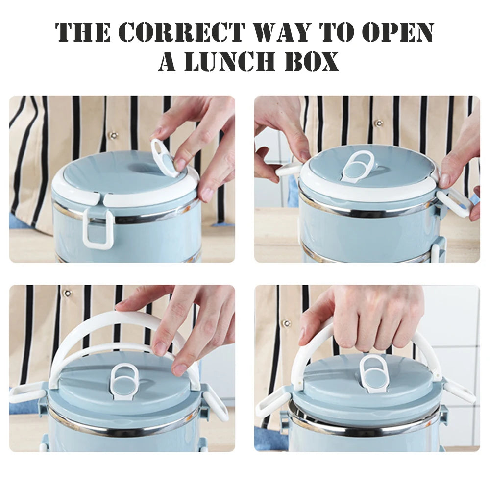 Portable Lunch Box Set Storage Warmer Lunch Container With Handle Stainless Steel Thermal Microwave Safe Salad Food Container