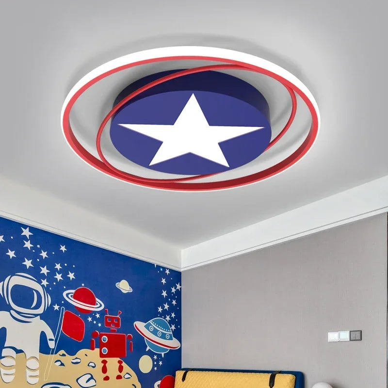 Modern Children's Room Bedroom Ceiling Light Minimalist Modern LED Ceiling Light Creative Cartoon America Captain Lighting Fixtu