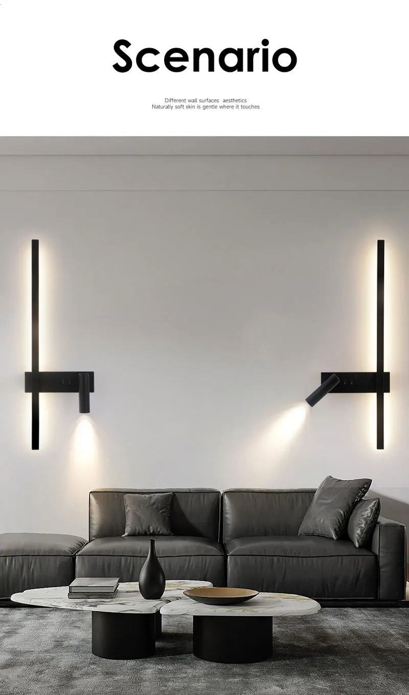 Modern LED Wall Lamps with Switch for Bedroom Indoor LED Wall Lights with 350° Rotatable Spotlight for Kitchen Dinning Room Home