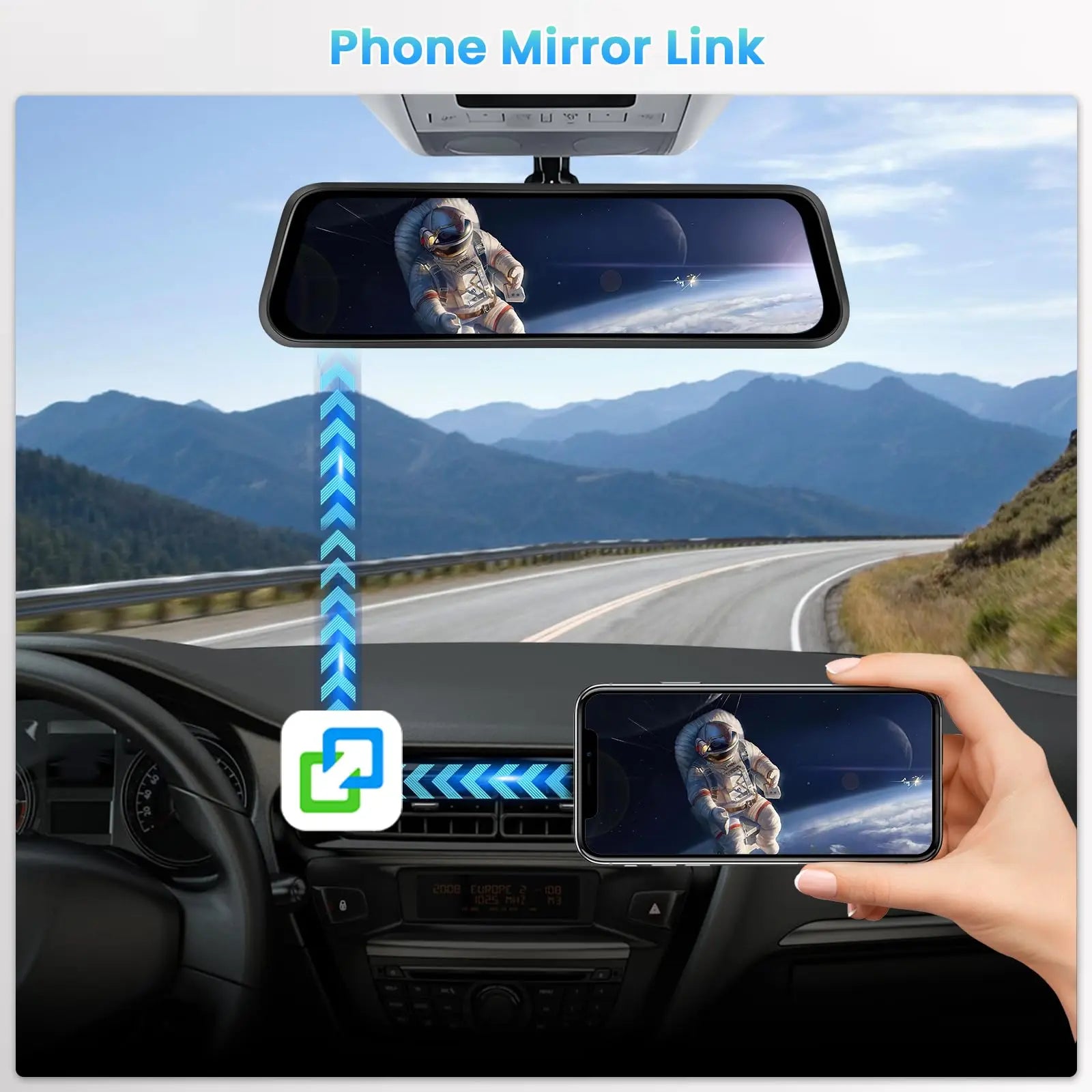 Aprilboy 10'' 4K Mirror Dash Cam Dual Camera with Wireless Carplay Android Auto Parking Assistance Loop Recording Navigation