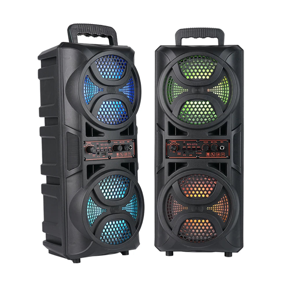 Bluetooth-Compatible Speaker Wireless Stereo Speaker with Double Subwoofer Deep Bass Lights Outdoor Speaker for Home Party Gift