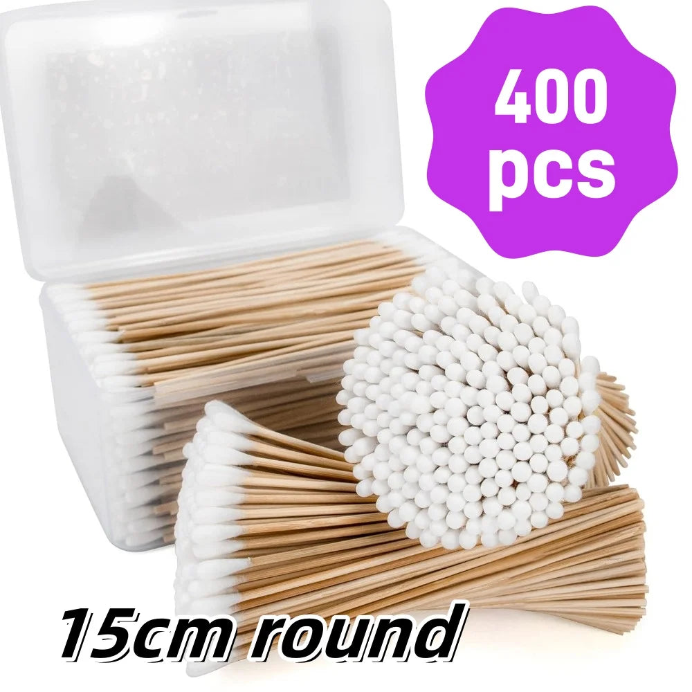 100/300Pcs 6 Inch Long Cotton Swabs with Wooden Handles, Cotton Tipped Applicator for Cleaning, Cotton Sticks Oil Makeup