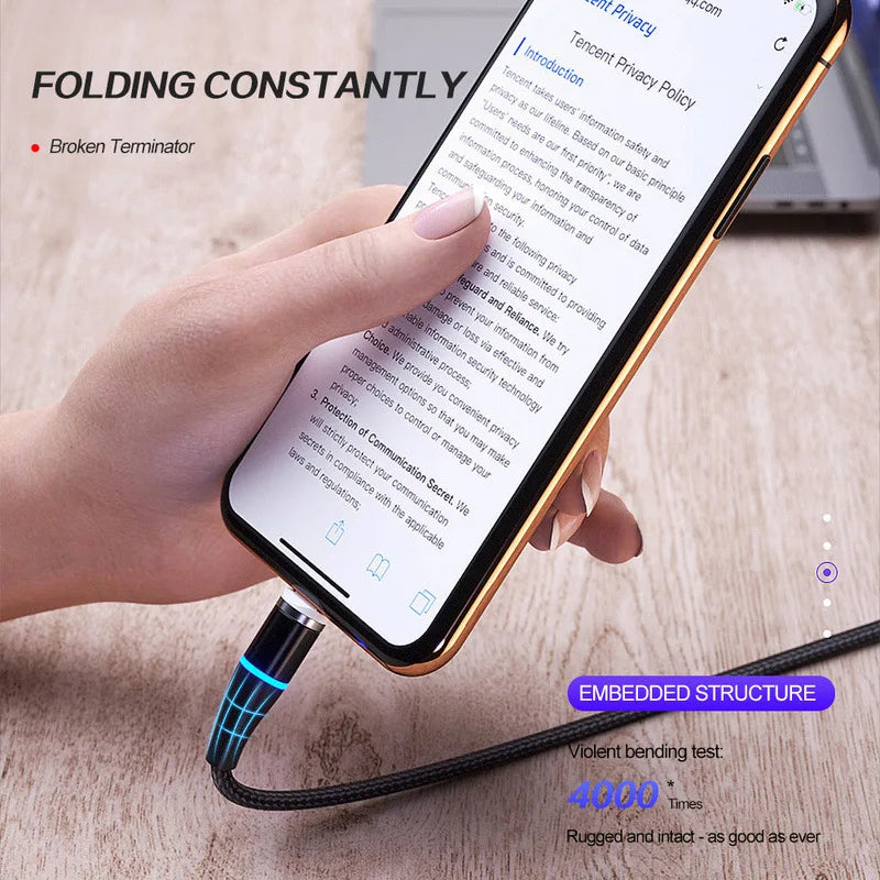 5A Super Fast Magnetizing Data Cable 3 In 1 Multi Function Mobile Phone Charging Cable For Iphone Android Huawei Typec Luminous