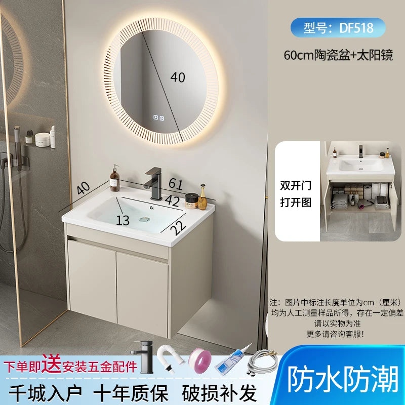 Wall Basin Bathroom Cabinet Set Sink Mirrors Shelves Bathroom Cabinets Storage Organizer Mobile Bagno House Accessories