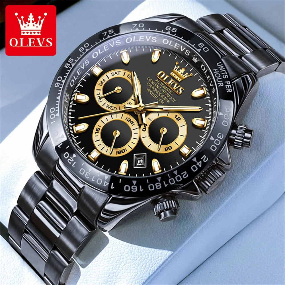 OLEVS 6638 Men Watch Classic Multifunctional Dial Waterproof Luminous Watches Fully Automatic Mechanical Male Wristwatch