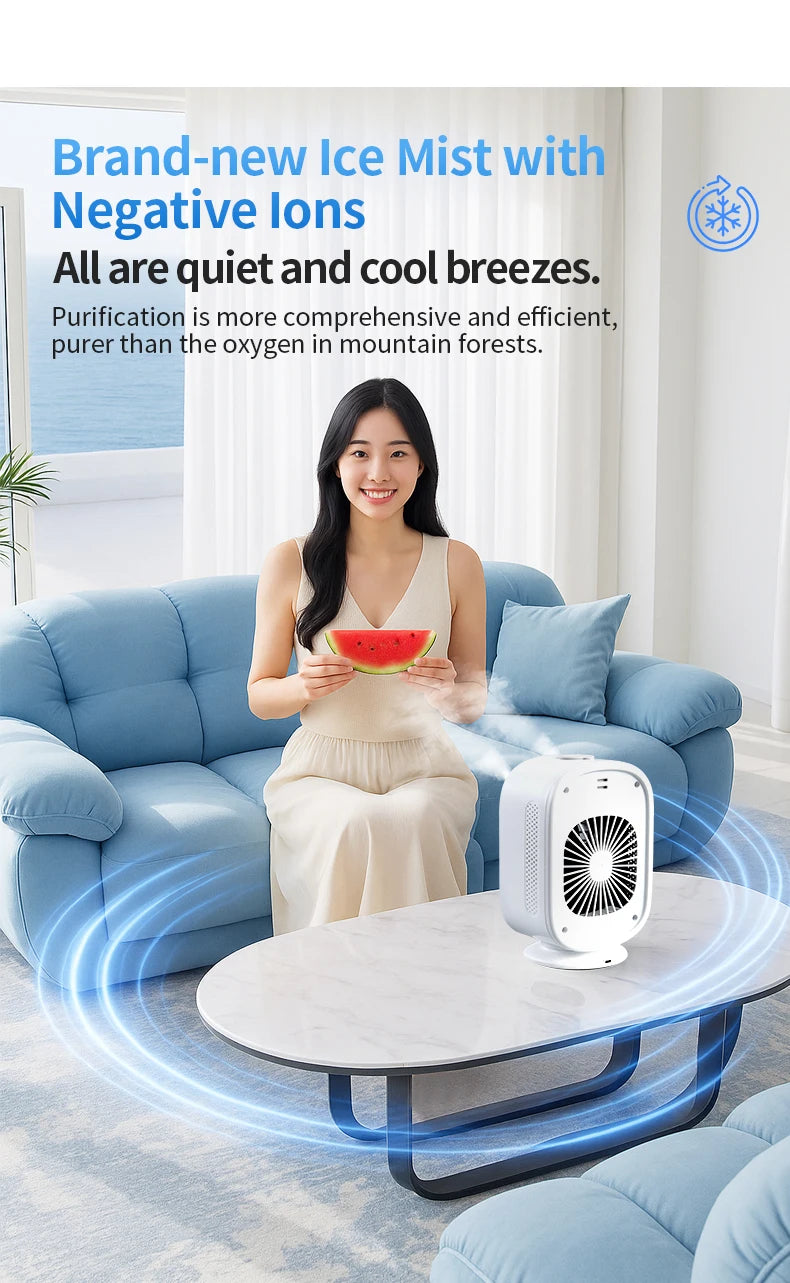 2026 New Portable Home Mini Air Conditioner Fan Spray Cooling Humidifier Desktop Mobile Cold Wind Machine