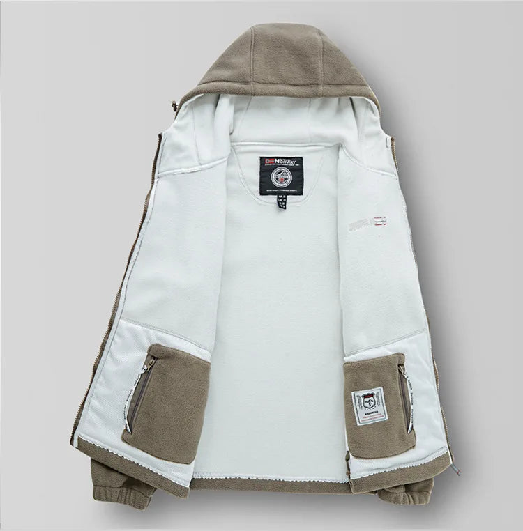 New Winter Men Hooded Polar Fleece Jackets Warm Coats High Quality Men Outdoors Winter Coats Fashion Loose Down Jackets Size 3XL