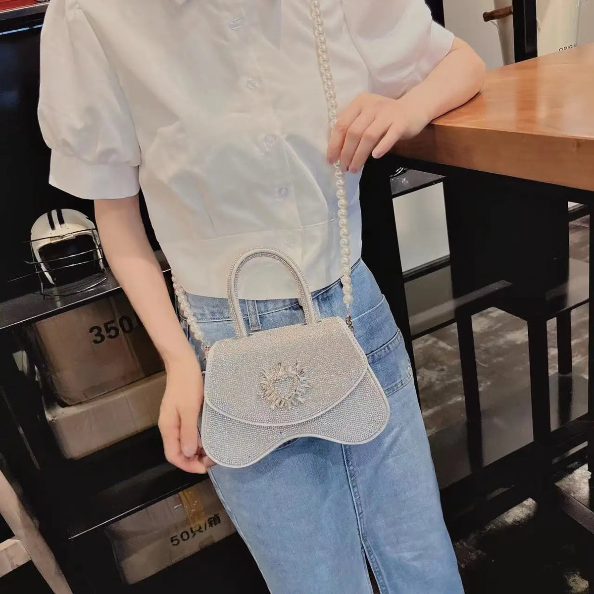 Luxury Women Handbag Glitter Shiny Rhinestones Diamonds Evening Bag Wedding Party Clutch Purse Wide Strap Shoulder Messenger Bag