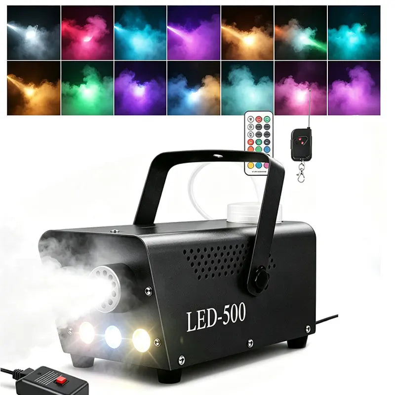 500W 3 LEDS Lights Smoke Machine RGB Remote Control Strobe Effect With Wired Controller&Wireless Remote Control for Party Show