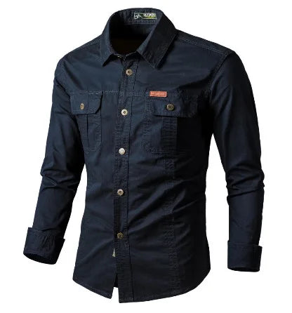 Men's Long Sleeve Outdoor Workwear Shirt Breathable Comfortable Cotton Sweat Absorbent Casual Business Style Loose Fit Spring...