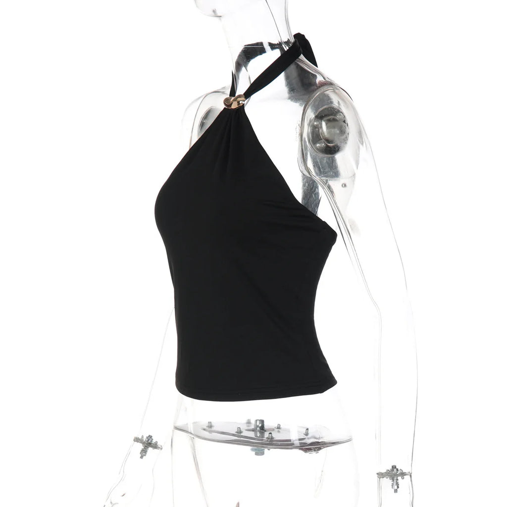 2026 Summer Fashion New Women's Retro Retro Hot Girl Tight Strap Top Hanging Neck Naked Back Sexy Vacation Beach Vest