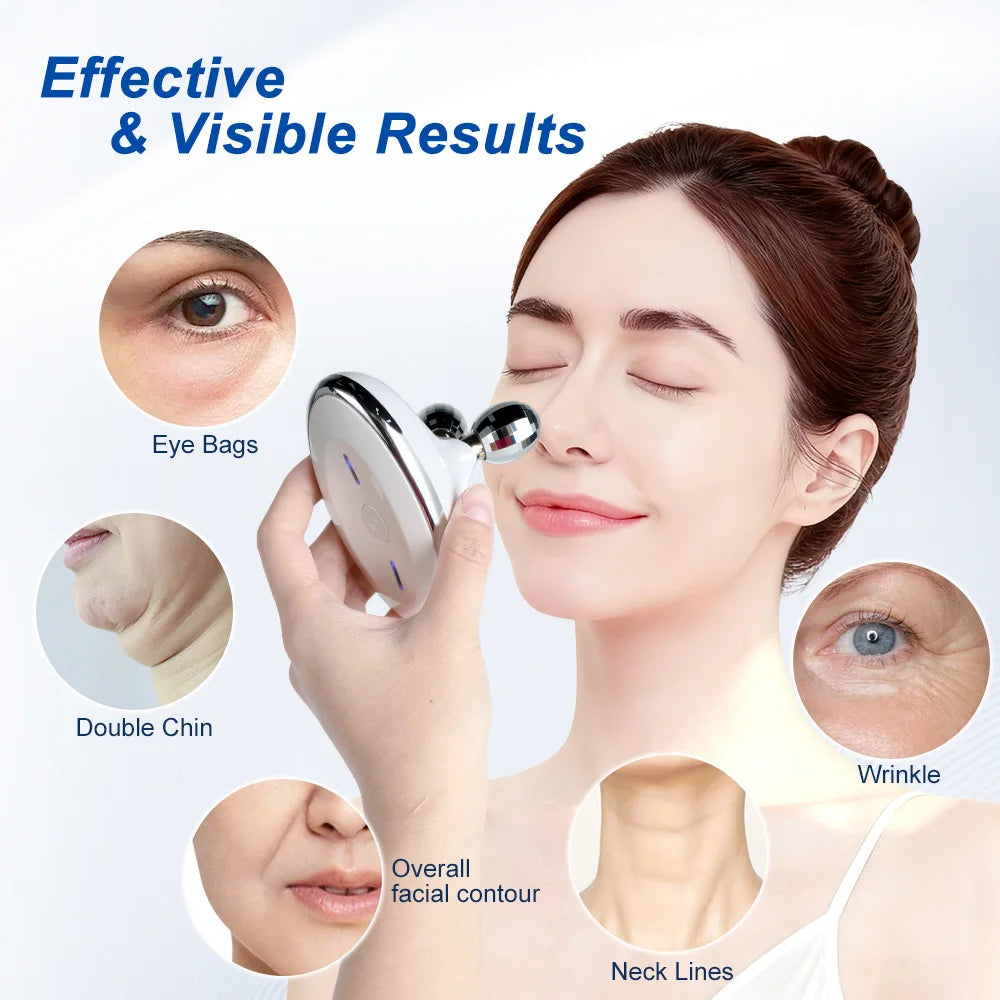 EMS Face Roller Massager Microcurrent Vibration Facial Neck Skin Care Device Face Lift Contour Beauty Tool Portable