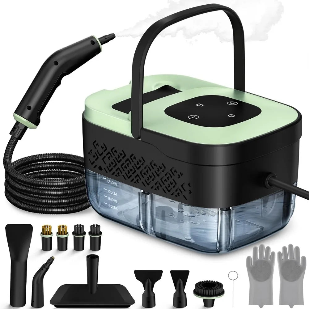 Portable Steam Cleaner with 16 Accessories, 6-Level Adjustable, 15s Heat-Up for Home & Car Detailing
