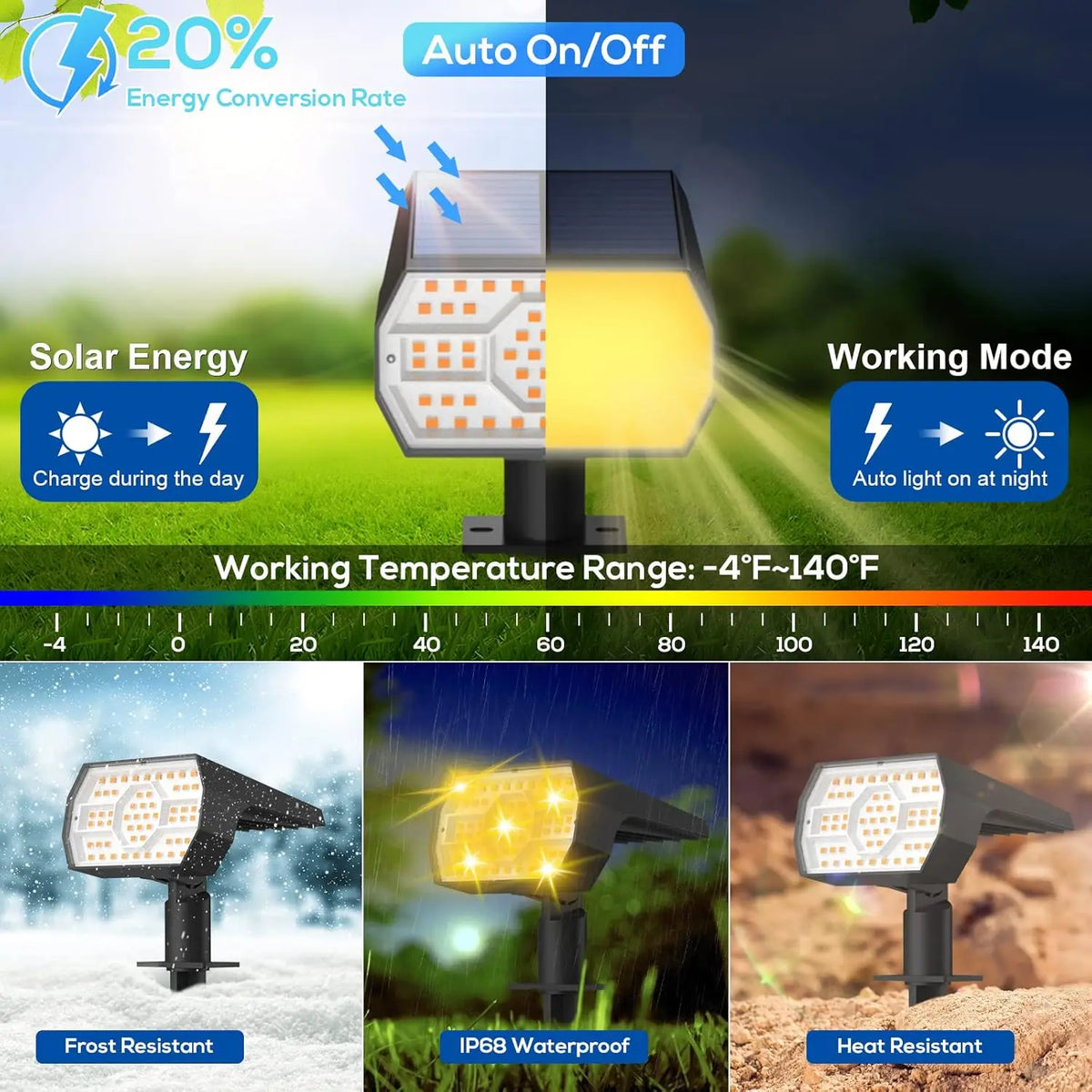 Swiatla Solar Lights Outdoor Waterproof IP68 56 LED 3 Lighting Modes Solar Powered Garden Yard Spot Solar Lights