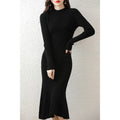 Cashmere Sweater Women's Knitted Dresses 100% Merino Wool O-Neck Elegant Party Dress Autumn Winter Female Pullover Casual Skirts