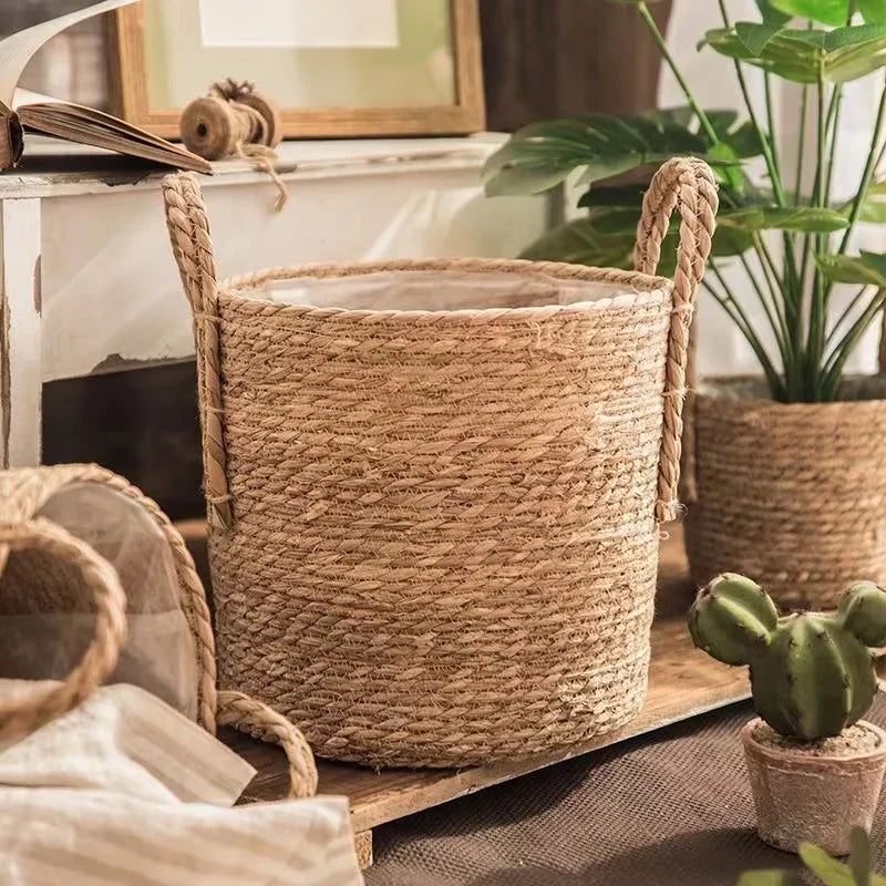 Natural Wicker Planter Basket  Flower Pot Home Garden Rattan Basket Straw Flower Basket 20/25/30CM