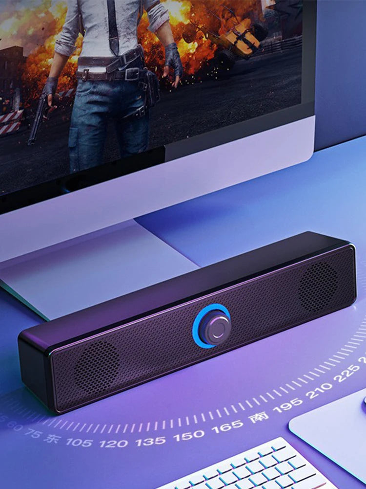 Wired Stereo Desktop Speakers 4D Surround Mini Stereo Sound Bar Home Soundbar System for TV PC Laptop Gaming Home Theater