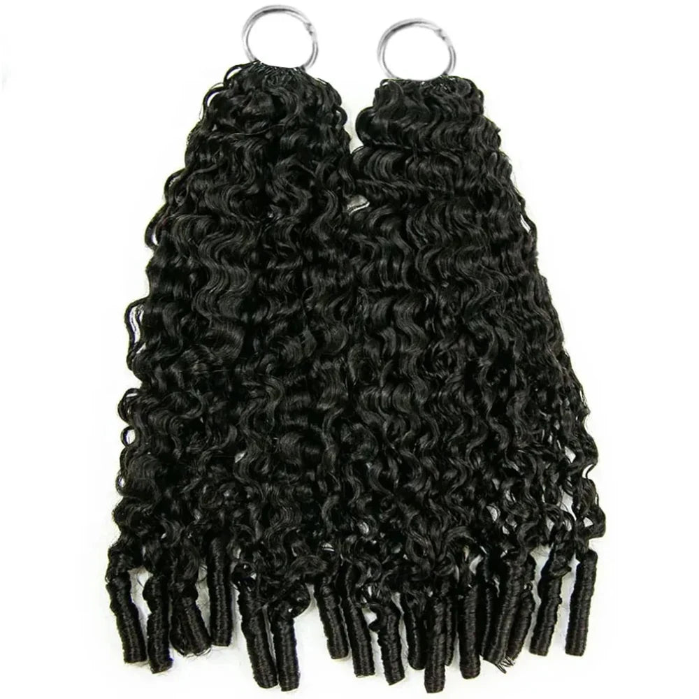 3rd Generation Deep Curly Crochet Human Hair Extension With Coily End Boho Braids Pre Separated Remy Feather Crochet Extension