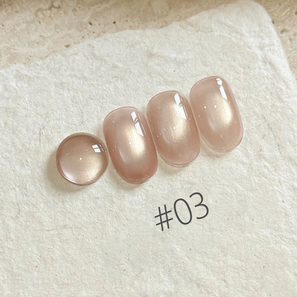 MIANEL 2026 10ML Lover Cat Eye Nail Gel Nude Pink with Sparkling Golden Light Glass Bead for Flattering Cat Eye Manicure