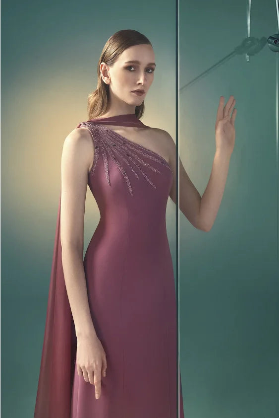 Florettarobe One Shoulder Evening Dresses Luxury Beads Prom Dress for Women  Elegant Bespoke Occasion Gowns Customized