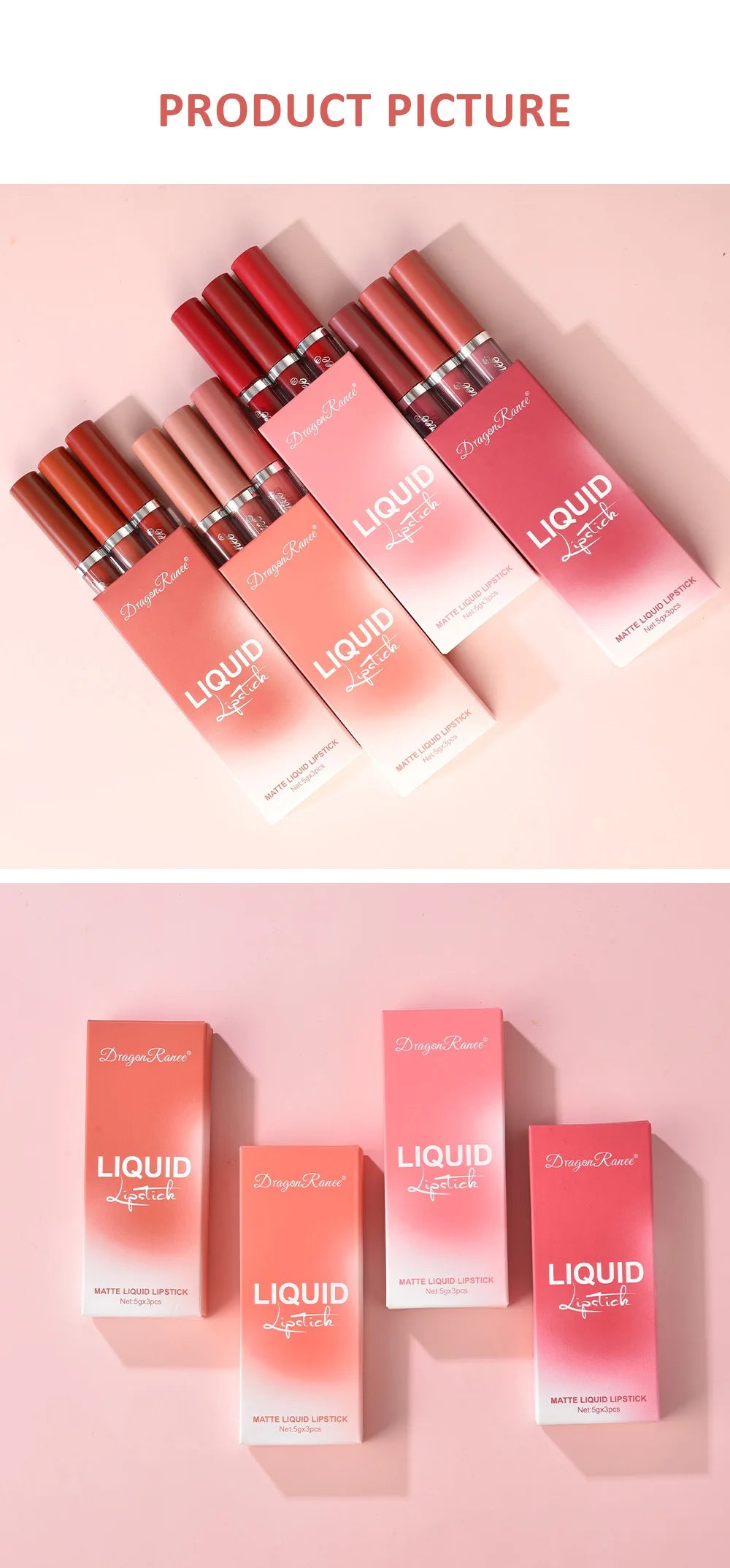 3PCS/Sets Velvet Matte Lip Gloss Lasting Waterproof Nude Sexy Red Liquid Lipstick Moisturizing Lip Stain Tint Cosmetic For Women