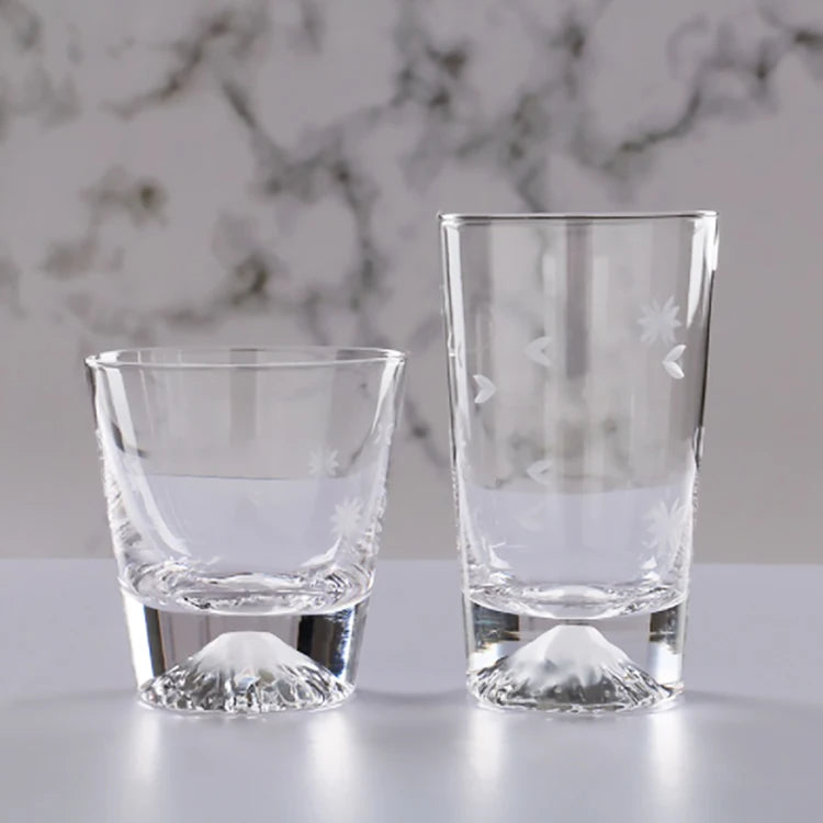 Transparent Snow Peak Tumbler,Fuji Mountain Whiskey Glass,Modern Whisky Drinking Glass，Luxury Scotch Glass,Artistic Rock Glass