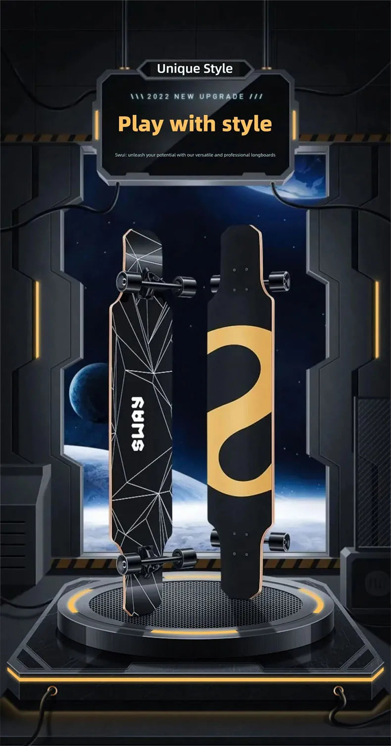 Longboard Skateboard for Beginners Cruiser Dancing Board with 9-Ply Maple Deck PU Wheels for Boys Girls Teens Street Commuting
