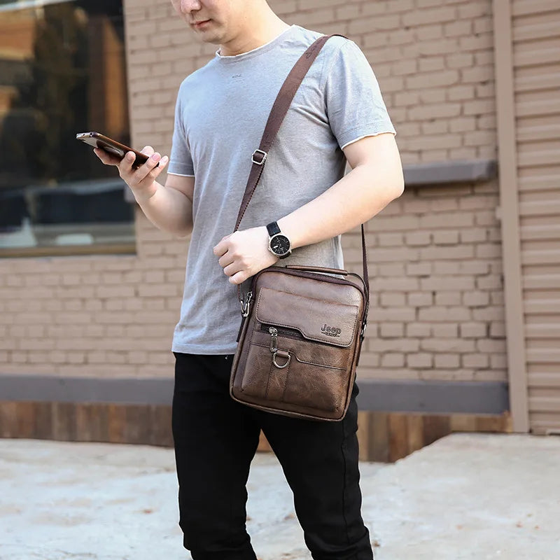 Men's Shoulder Bag, Business Commuting Men's Bag, Crossbody Bag, Soft Leather Hanging Bag, Large Capacity Small Backpack