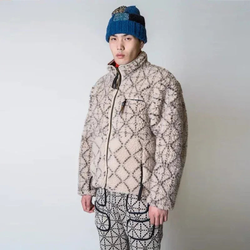 KAPITAL Fleece Wear on Both Sides Zipper Long Sleeve Japan Style Loose Jacket Men and Women Cashmere Coats