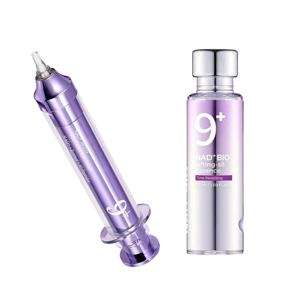 NAD+ Peptides Glow Boosting Toner + Firming Serum + No.9 Eye Cream - Korean Anti Wrinkle Brighten Dark Circles Skin Care