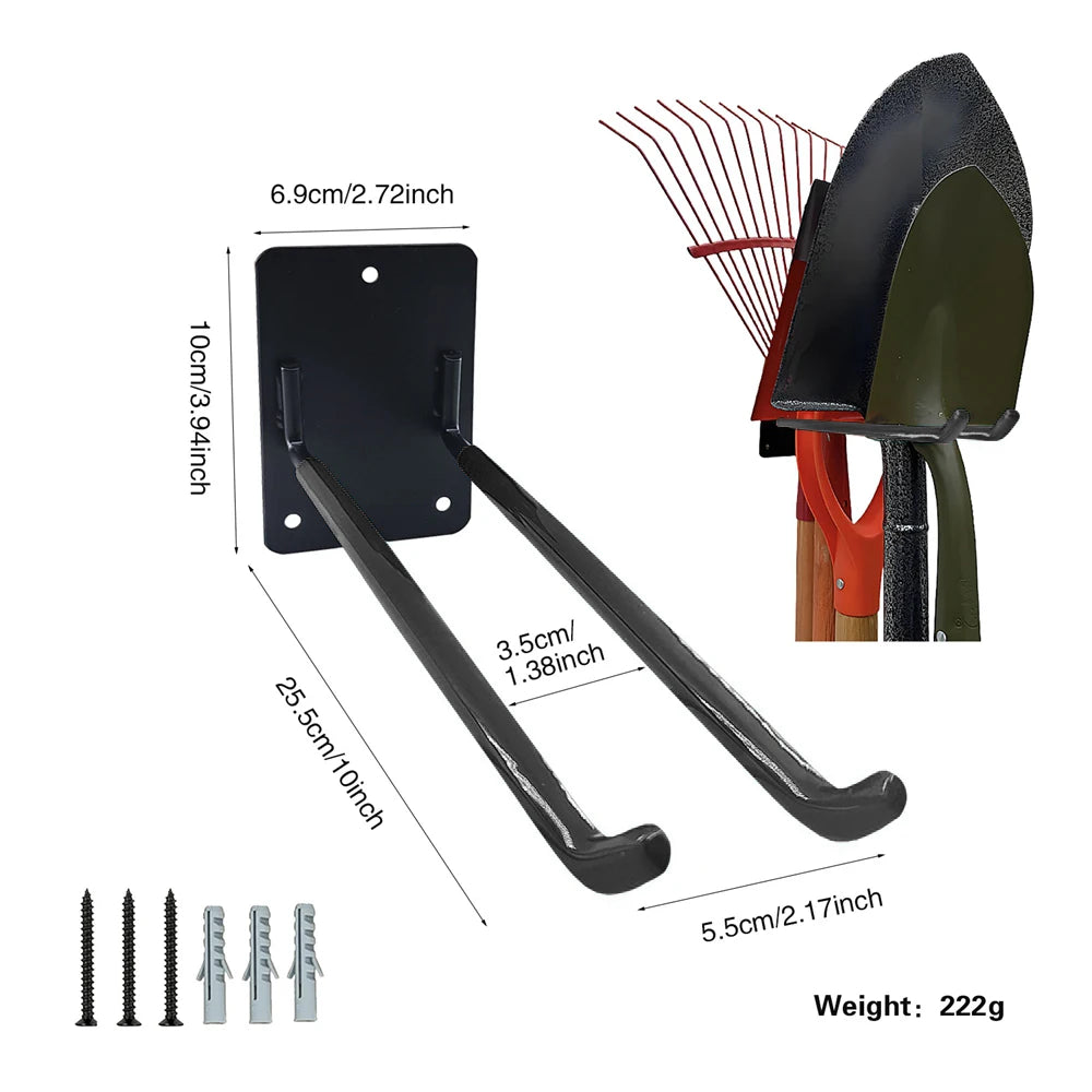 Tool Storage System Hook Wall Holder Garage Storage Multi-Purposes Garden Tool Organizer Shovel Rake Broom Hose Shovel Organizer
