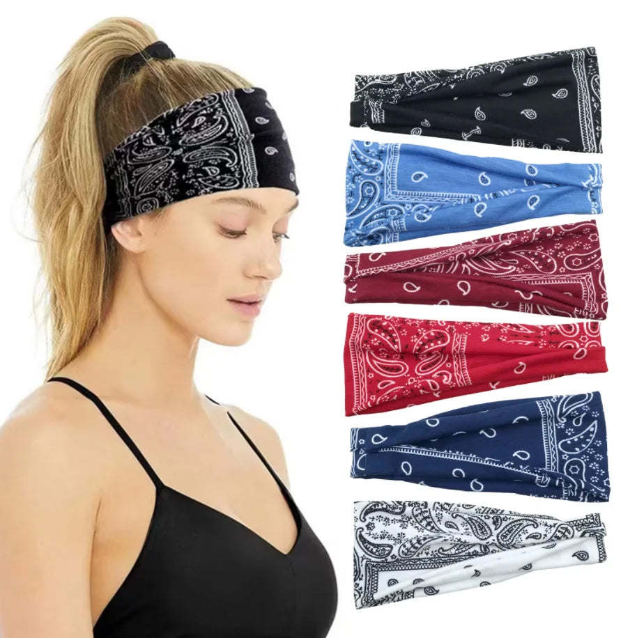 Boho Headbands Paisley Hair Bands Knoted Turban Headband Stretch Twist Head Wraps Stripe Cloth Head Bands for Women and Girls