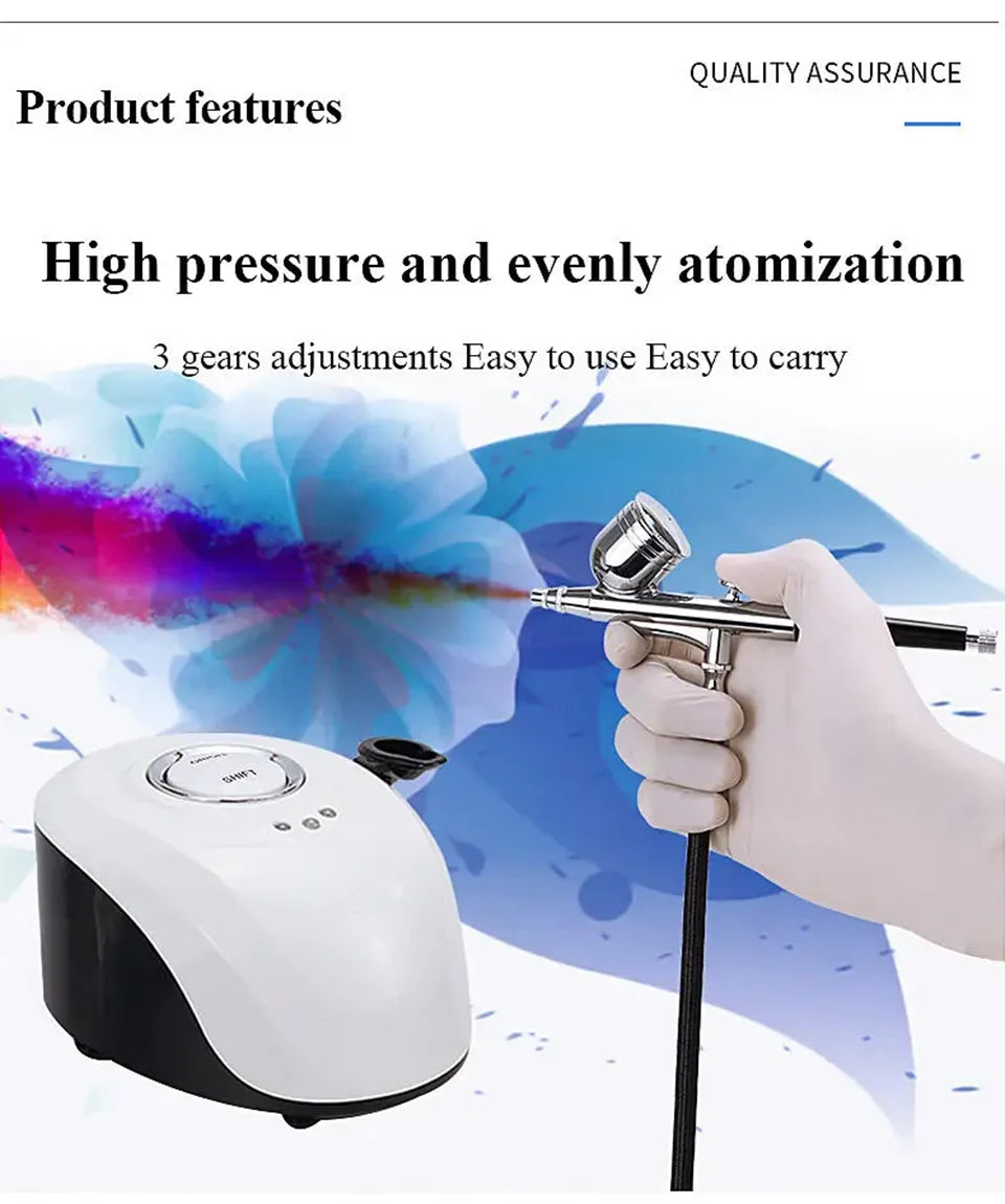 Nail Tattoo Color Painting Moisturizing Spray Nano Injector Portable Spray Gun Compression Kit Beauty Cleansing Whitening