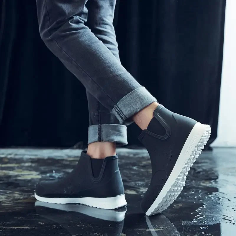 Rain Shoes for Lovers Rubber Shoe Platform Ankle Boots Autumn Winter Slip on Booties Boots for Men Waterproof Work Botas Hombres