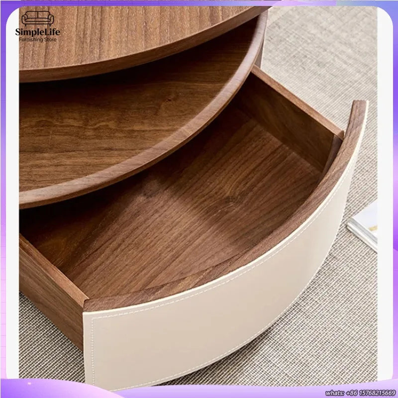 Modern Walnut Wood Coffee Table for Living Room Multifunctional Side Table Unique Leaf Shape Solid Wood Design Luxury