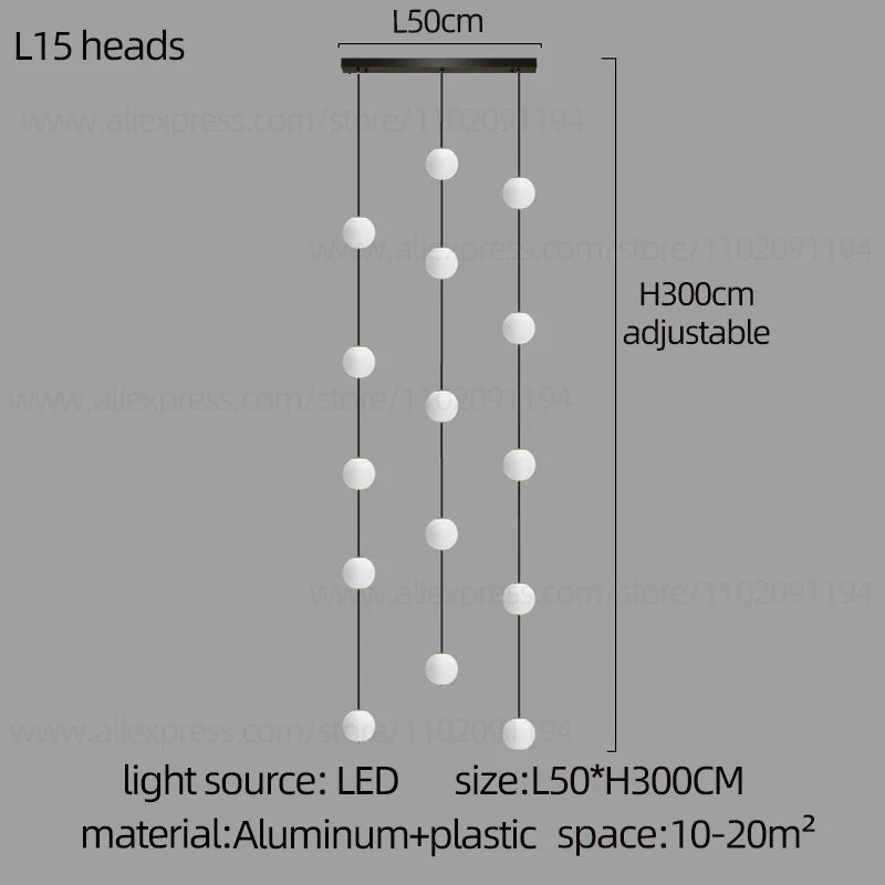 Stairs Modern Chandelier Loft Duplex Living Room Hotel Lobby Long Pendant Nordic Home Decorative Lighting Ball Long Line Pendant