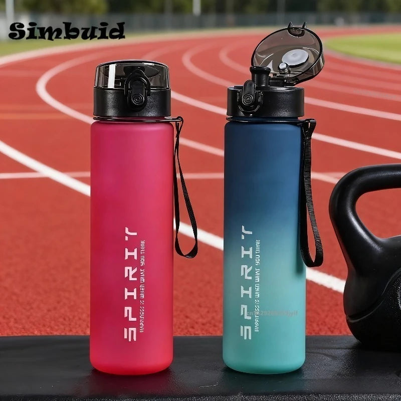 1pc Large Capacity Leakproof Sports Water Bottle with Time Marker for Gym Hiking Outdoor Portable Water Flask