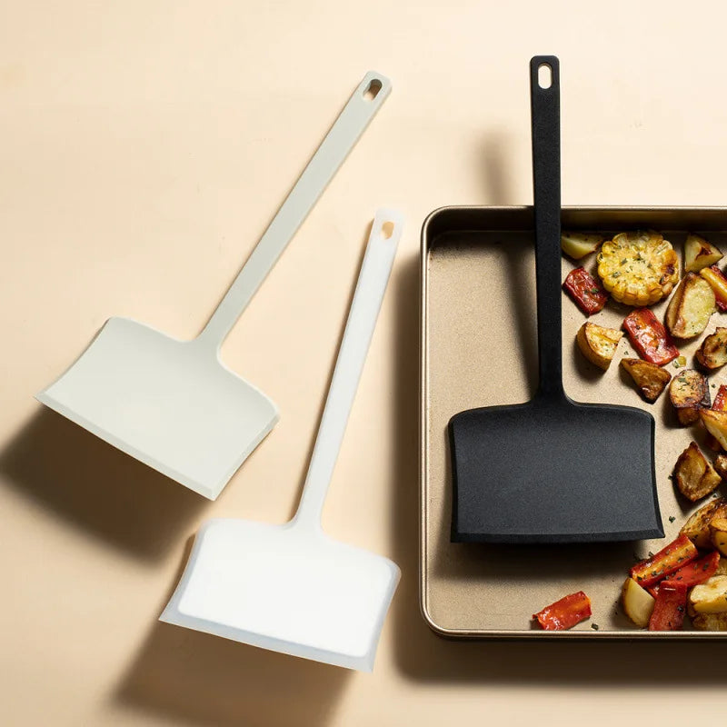 Food Grade Silicone Spatula Non-Stick Pan Safe Heat Resistant Wide Head Cooking Turner Scraper for Baking Frying Kitchen Utensil