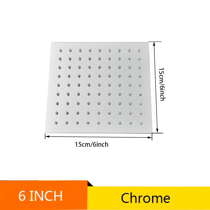 Senlesen Square Stainless Steel Ultra-thin Showerhead 12/10/8/6 Inch Rainfall Shower Head Bathroom Accessories,Chrome/ Black