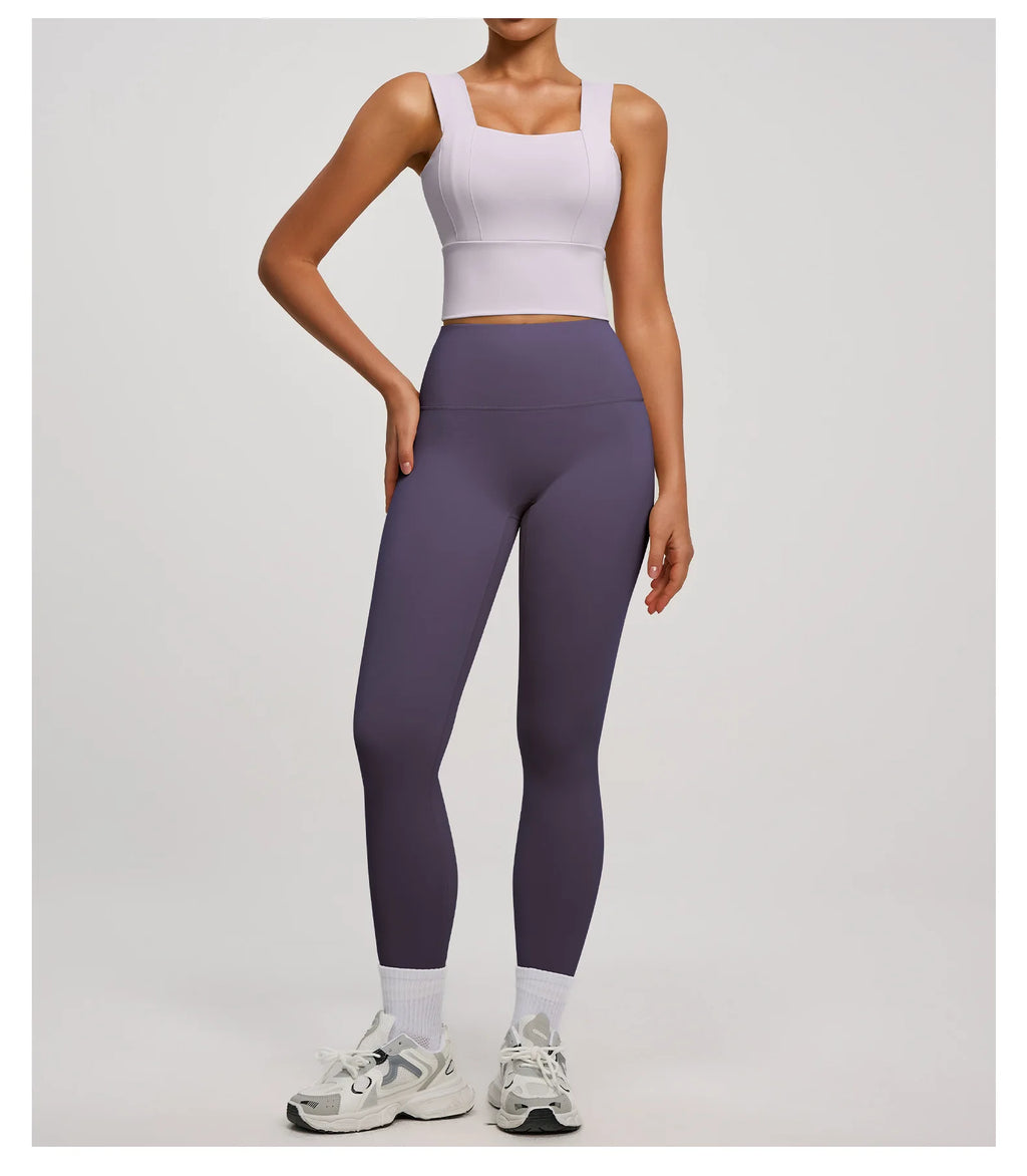 Solid Color Bra, Trousers, Yoga Suit, Tight and Thin, Nude Running Sports and Fitness Clothes