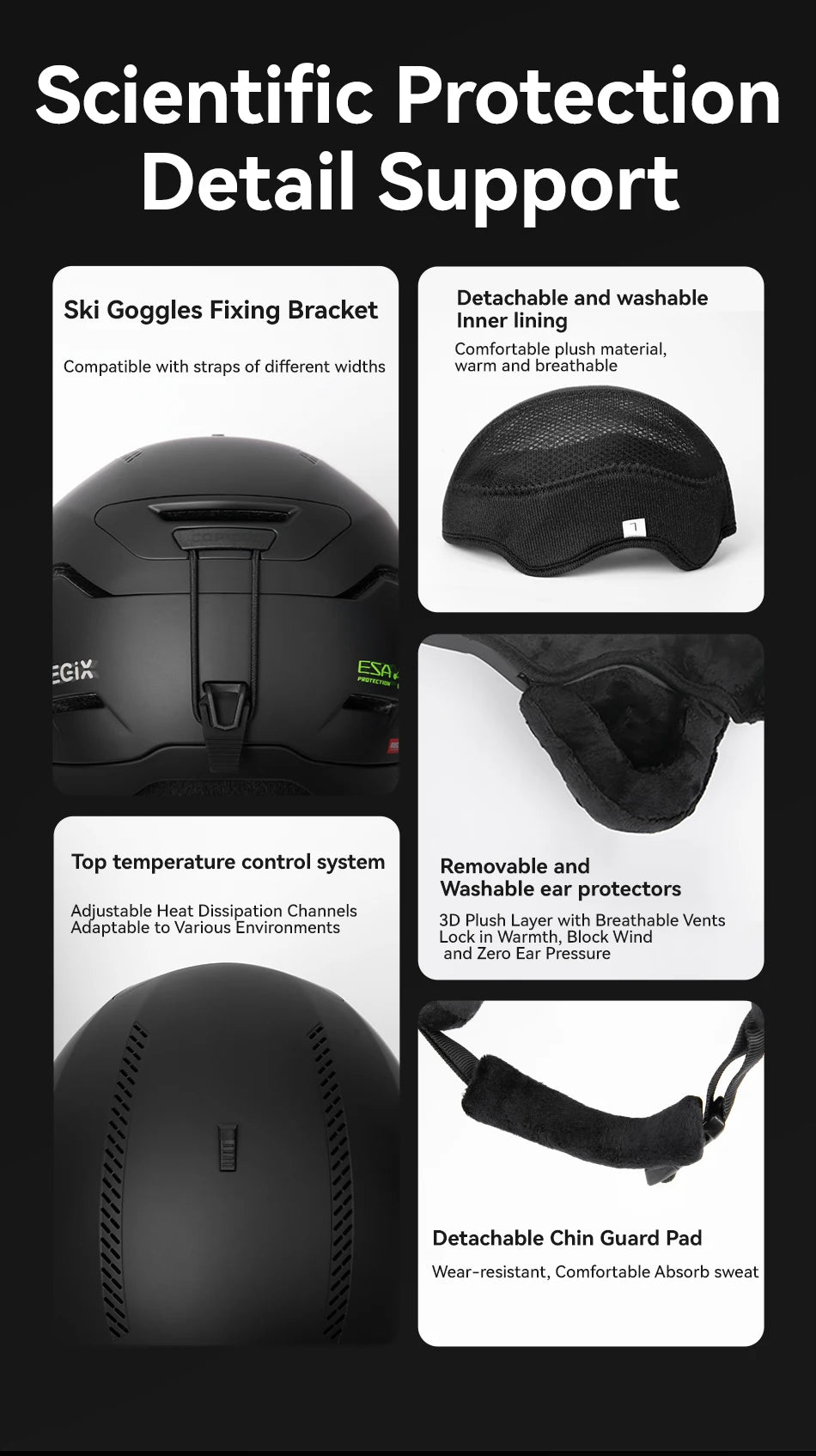 COPOZZ Winter Adult Ski Helmet Outdoor Anti-impact REECCO Positioning Rescue System Breathable Women Men Ski Safety Helmet