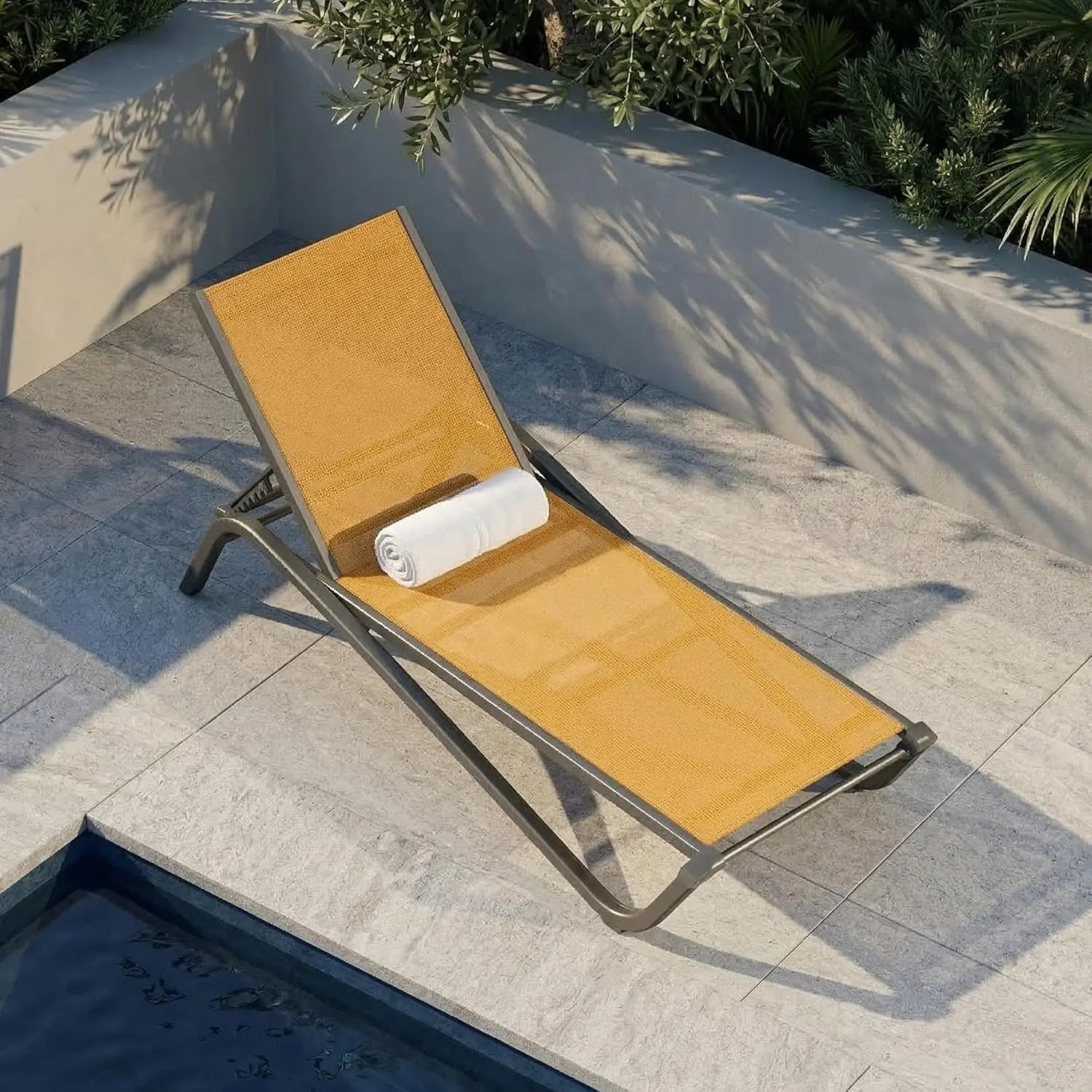 Adjustable Patio Chaise Lounge Outdoor Textilene Sun Bed for Pool Deck Rust-Proof Aluminum Frame, Custom