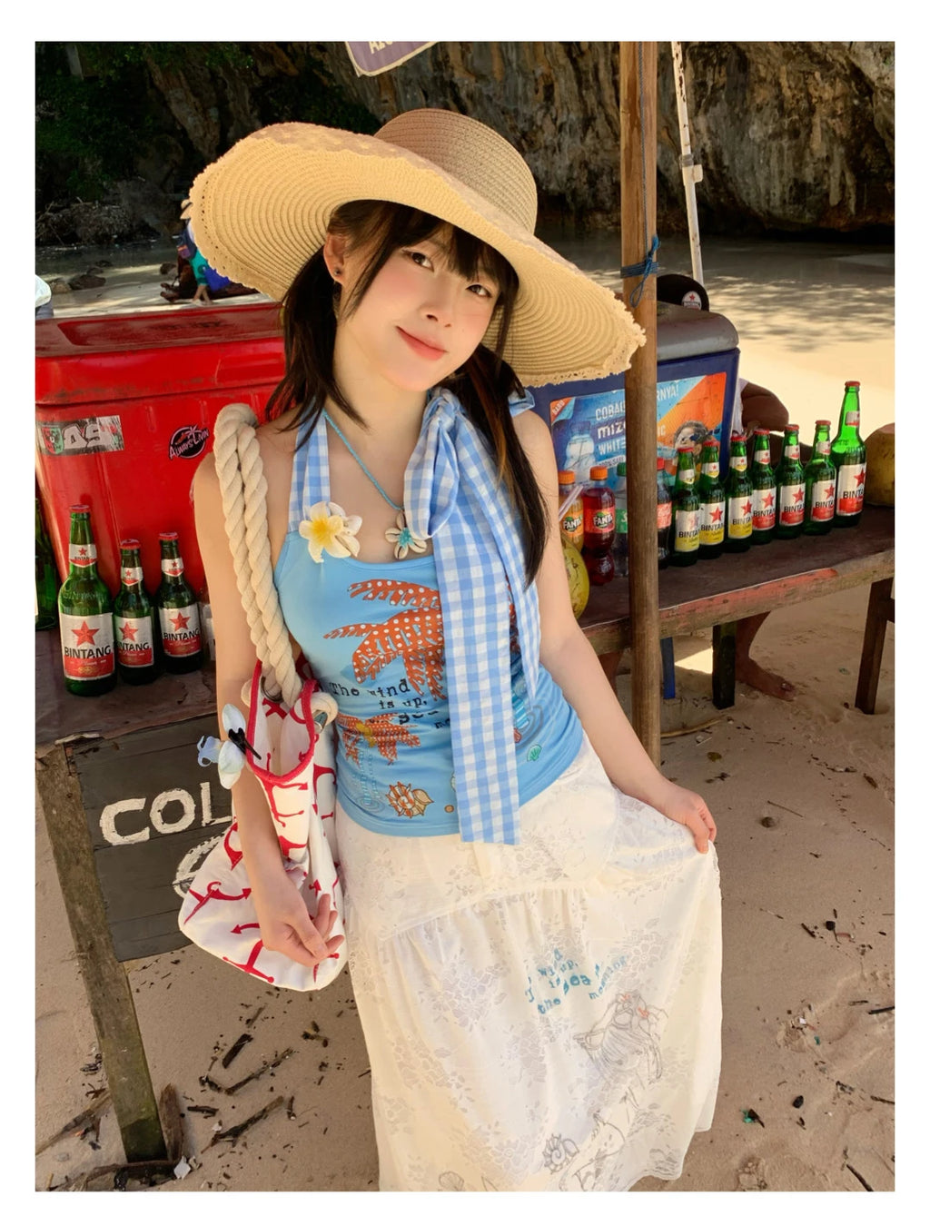 Erwofeina Hotsweet Blue Patchwork Plaid Halter Tops 2000s Clothes Y2k Sleeveless Camis Summer Tank Tops Beach Camisole Chic