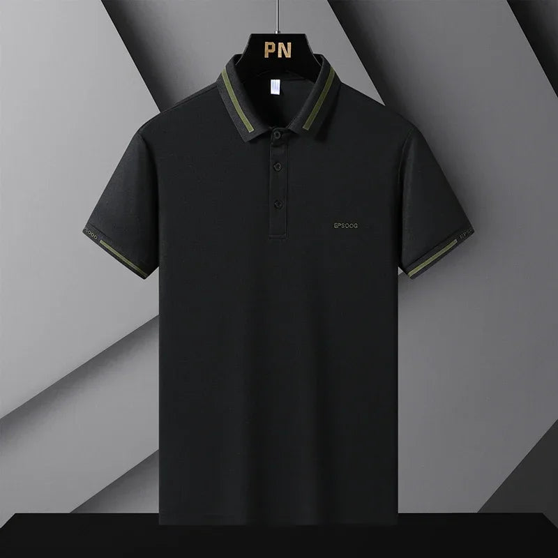 Business Casual Fashion Patchwork T-shirts Contrasting Colors Summer Short Sleeve Men's Clothing Polo-Neck All-match Polo Shirts