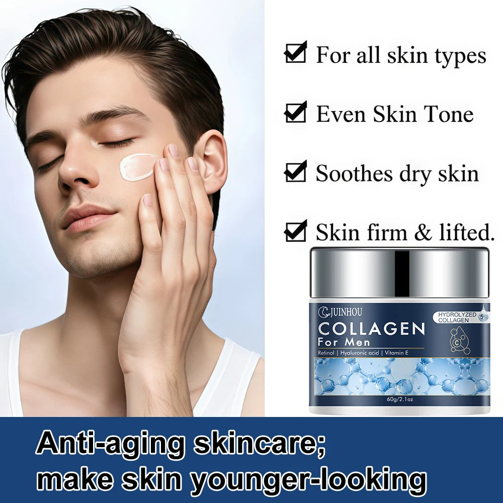 JUINHOU Men's Daily Anti-aging Hydration Face Cream Collagen Retinol Moisturizing Oil Control Firming Skin Refreshing Non-Greasy