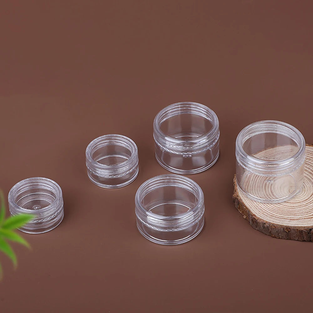 50pcs 20g 15g 10g 5g 3g  Empty Cream Jar Portable Cosmetic Containers Plastic Transparent Eyeshadow Lipbalm Sample Bottles