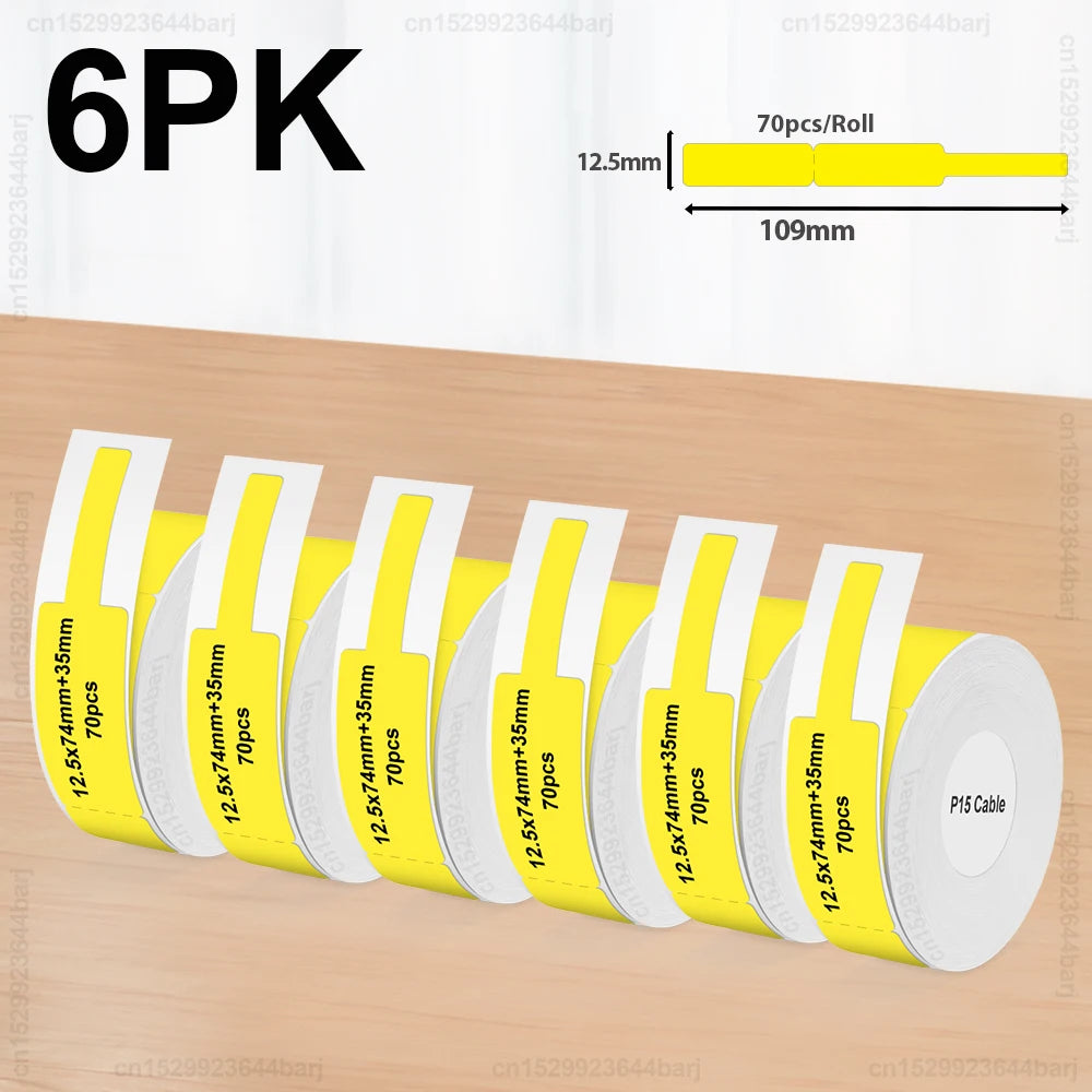 3pcs/6pcs P15 Label Printer Sticker 12*40mm Label Tape Thermal Label Paper Compatible Phomemo D30 Q30 Marklife P15 P12 Labeller
