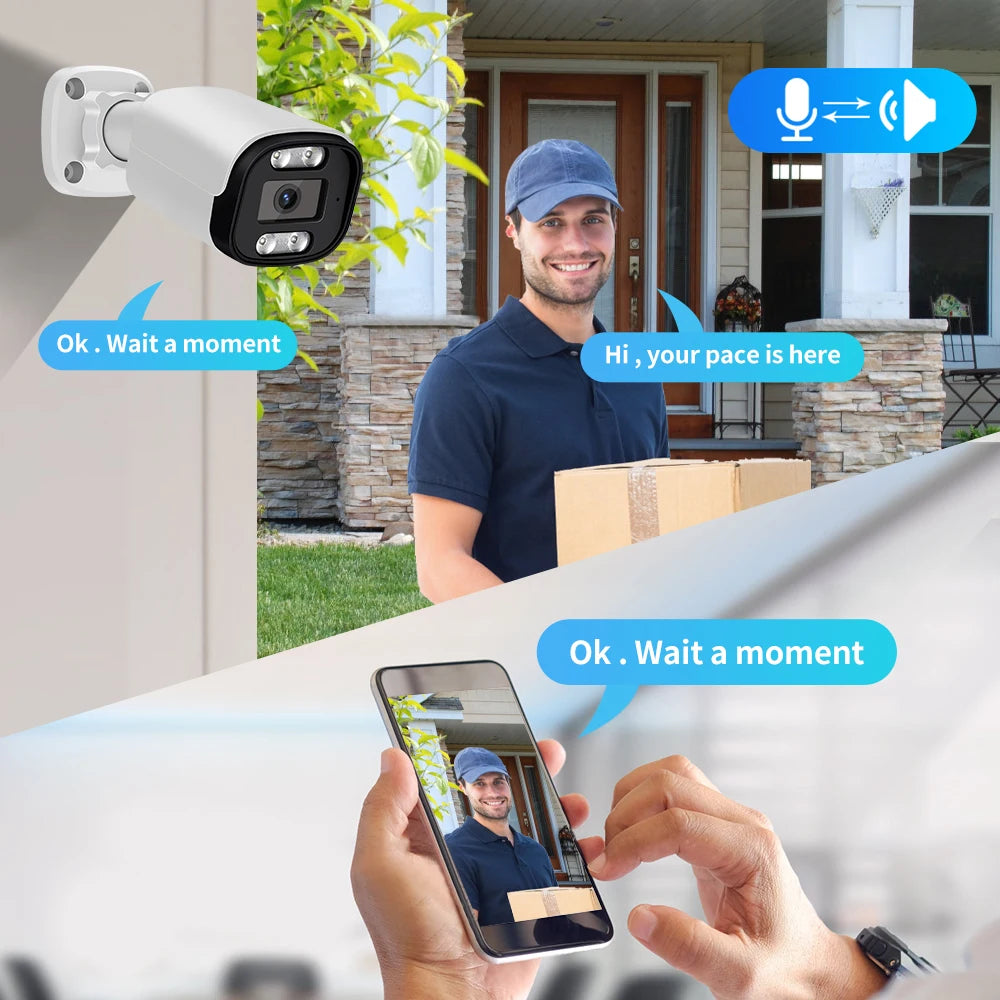 New 8MP 4K IP Camera Outdoor Ai Face Detection H.265 Onvif RTSP Color Night Vision POE Human Audio Security Camera Xmeye