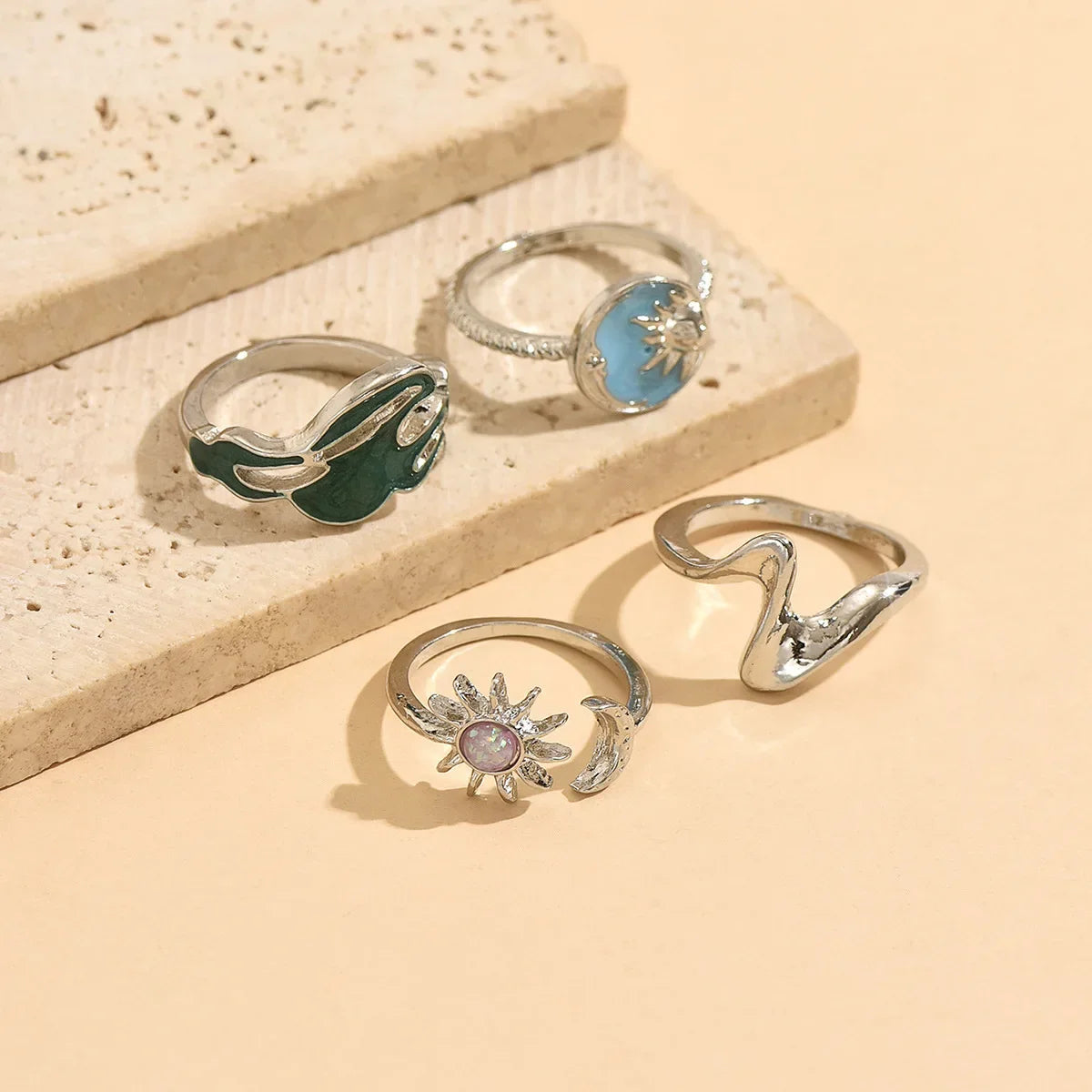 3pcs Set New Fashion 925 Sterling Silver Cute Guppy Ring Stacking Finger Ring, Animals Adjustable Open Rings Birthday Gift